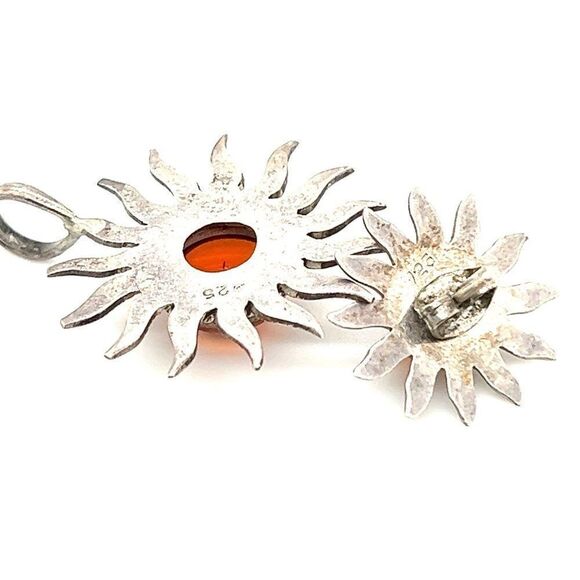 925 Silver Amber Pendant & Earrings Set - Picture 5 of 7